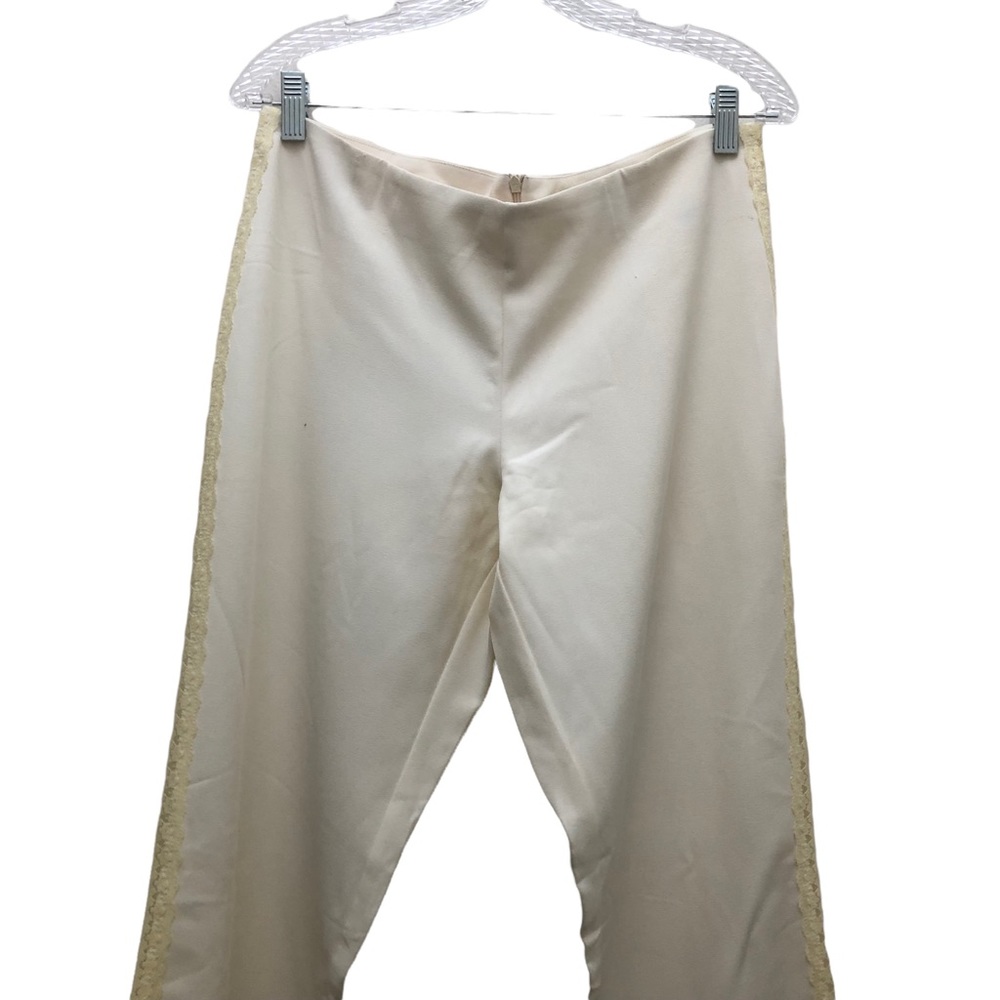 Venessa Dress Pants with Lace Trimmings Along the Sides Women's Size M Cream